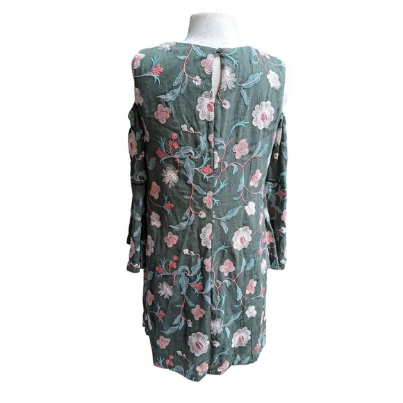 Luxology Women's Size 4 Cold Shoulder Dress Floral Embroidered Boho Bell Sleeves - Picture 10 of 11
